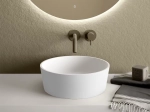 Vasque lavabo, à poser, Finition blanc ou de couleurs, forme cylindrique offre un espace généreux, Matière Résine Solid-Surface, Taille Ø38 x 12,5 cm - LIVRAISON OFFERTE